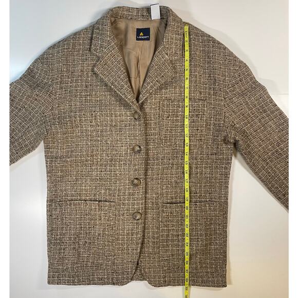 VTG Lizsport Brown Tweed Wool Blend Blazer Jacket Womens Sz S Classic office - Picture 6 of 10